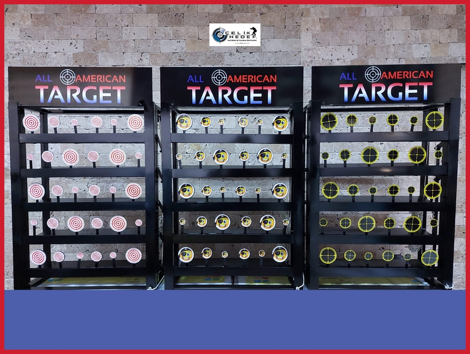 Ön Çıtalı – Airsoft Poligon Hedef Sistemi – 30 Figürlü İpli Makaralı Model (Emoji Modelli Hedefler) MASA ÜSTÜ MODEL