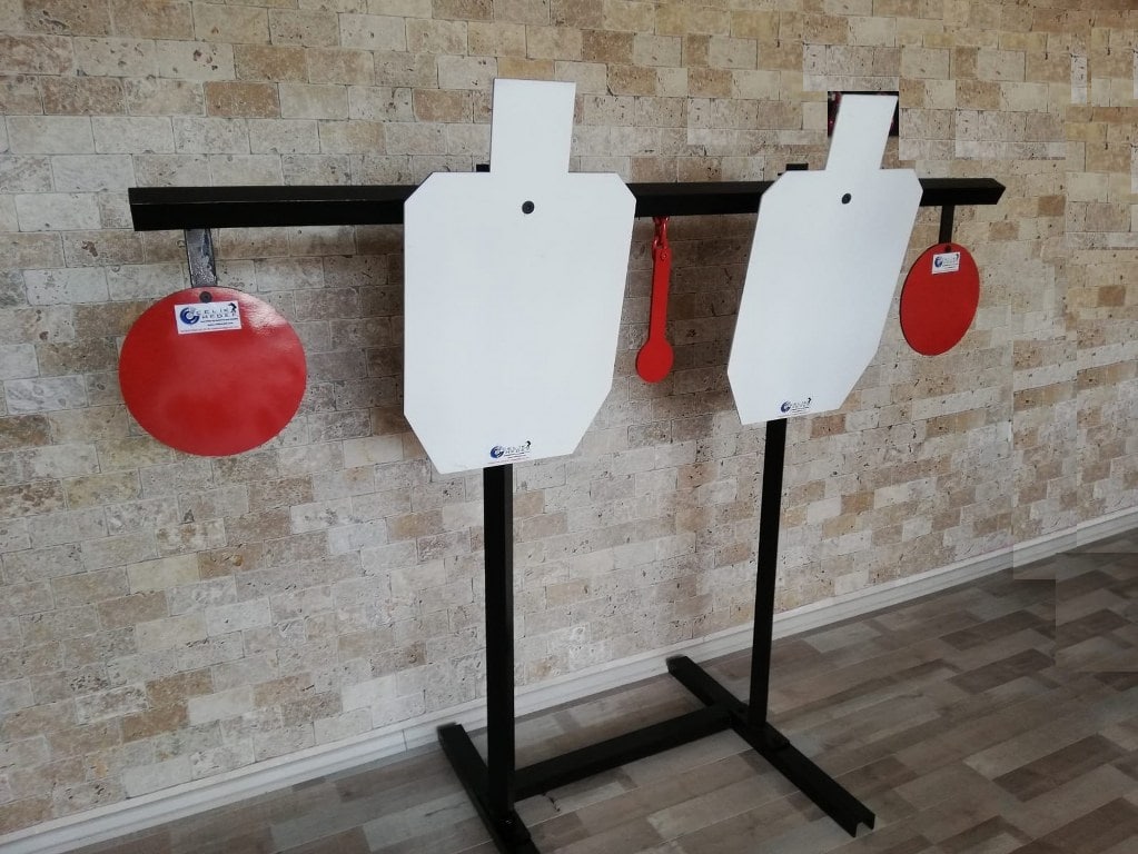 IDPA 12 Boy ve Gong Stand Hedefler - 510 Metal Direkli Çift Hedef Stand Poligon