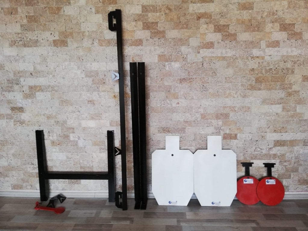 IDPA 12 Boy ve Gong Stand Hedefler - 510 Metal Direkli Çift Hedef Stand Poligon