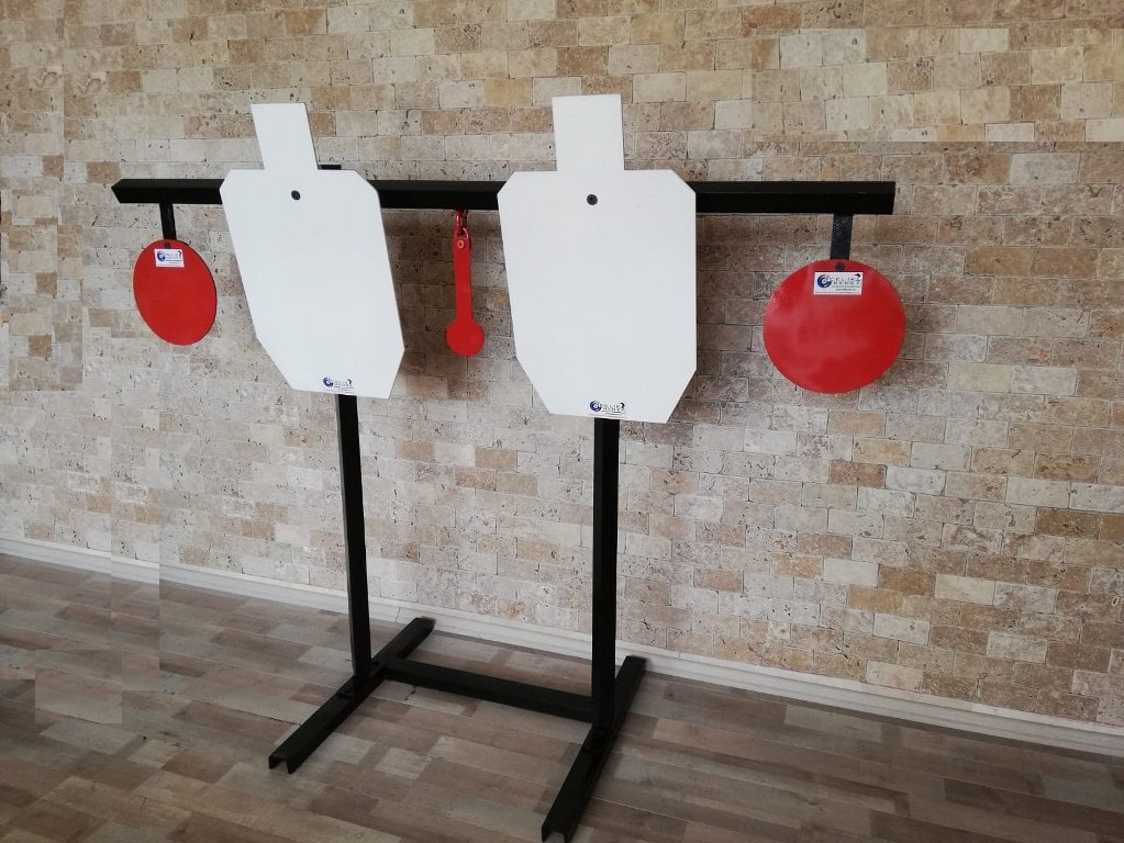 IDPA 12 Boy ve Gong Stand Hedefler - 510 Metal Direkli Çift Hedef Stand Poligon