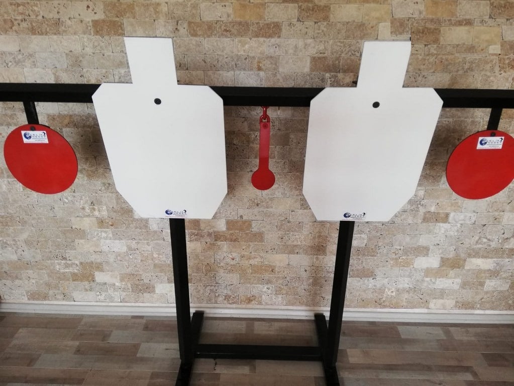 IDPA 12 Boy ve Gong Stand Hedefler - 510 Metal Direkli Çift Hedef Stand Poligon