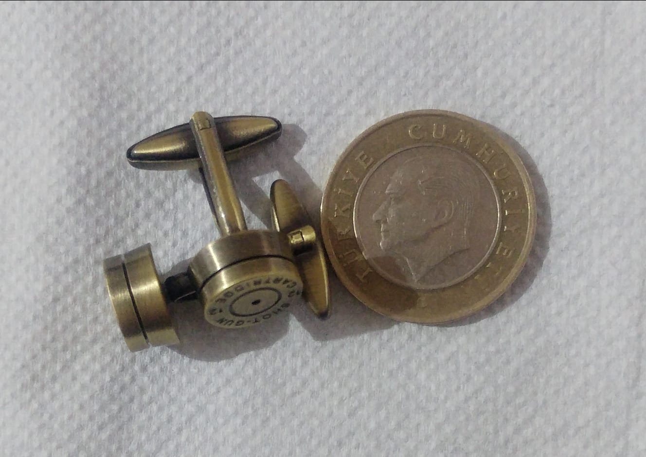 Mermi Kurşun Şeklinde Paslanmaz Bronz Hediyelik Erkek Kol Düğmesi