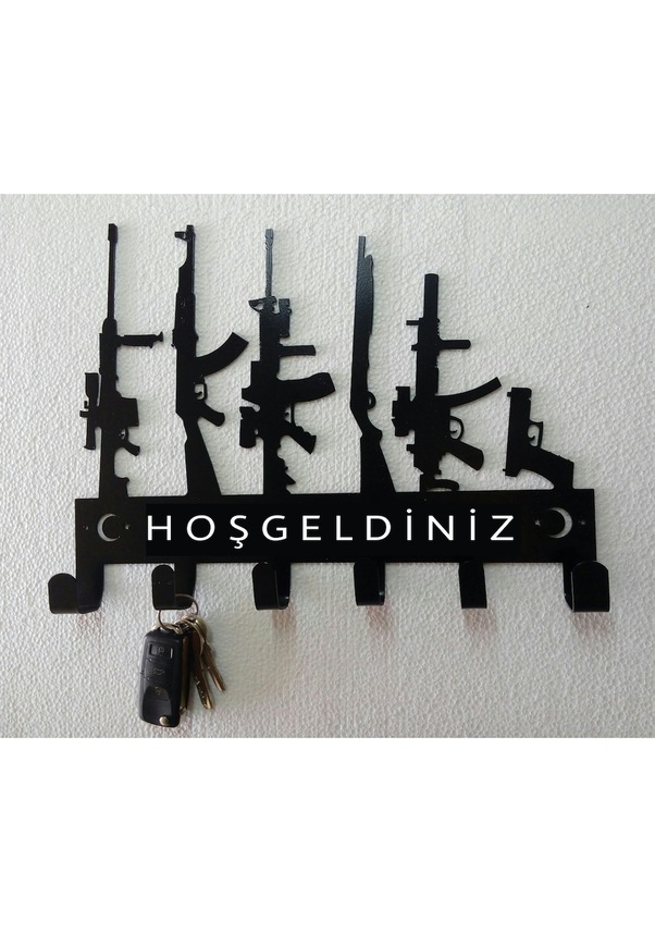 Silahlı Dekor Anahtarlık, 2Mm Çelikten Imal Edilmiştir.